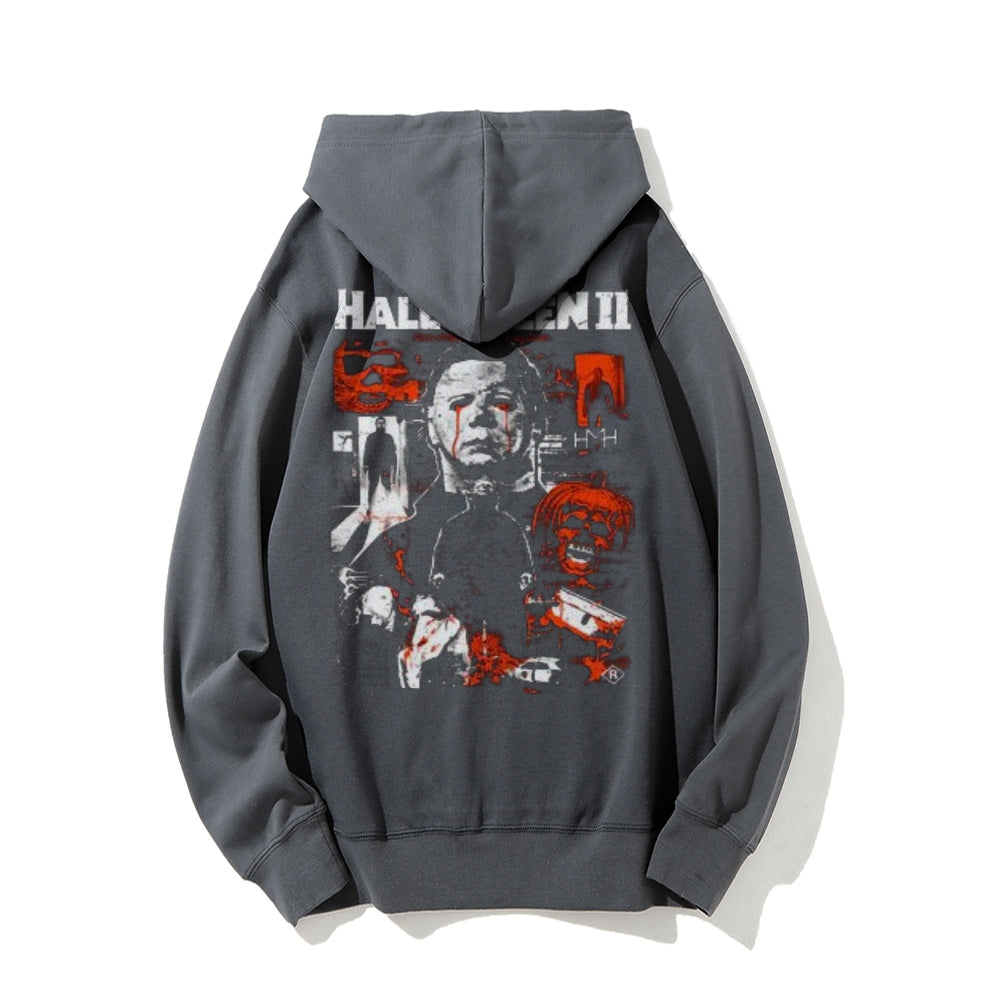 Mens Vintage Halloween Horror Movies Style Print Graphic Pullover With Kangaroo Pocket Hoodies