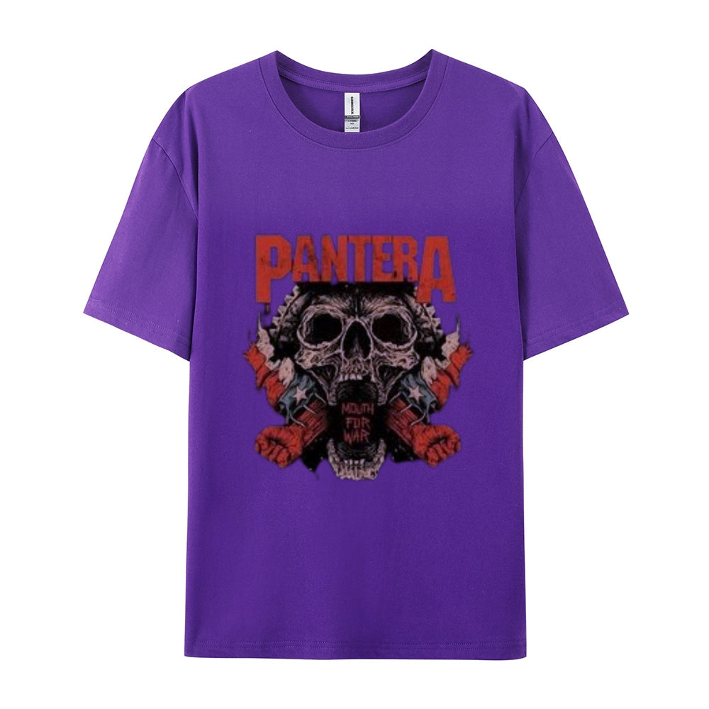 Mens Vintage The Pantera Rock Band Print Cotton Short Sleeve Casual Graphic T-shirt