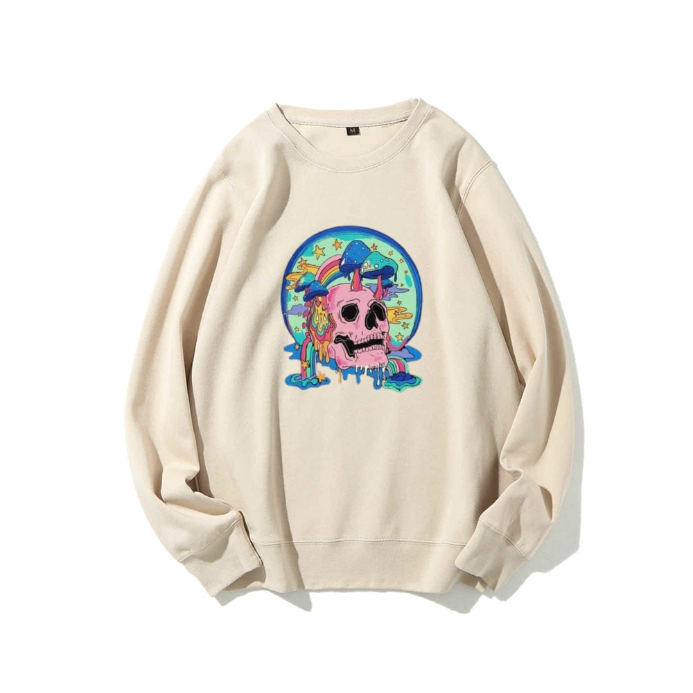 Mens Skull with Magic Mushroom Graphic Sweatshirts