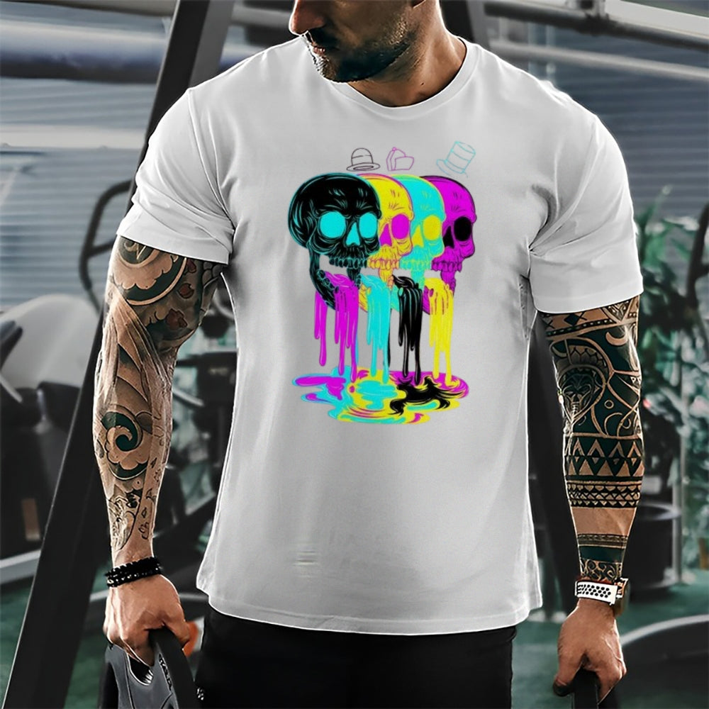 Mens Four Head Drunken Skull Graphic Tee