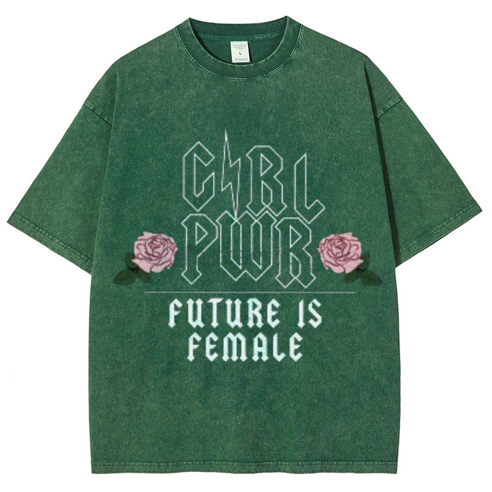 Women Washed Vintage Future Is Female Graphic Tee