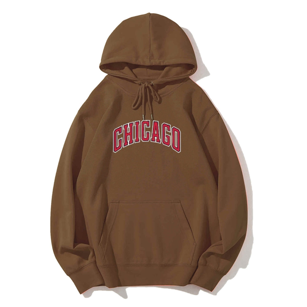 Mens Chicago City Letter Graphic Pullover Hoodies 2409001446