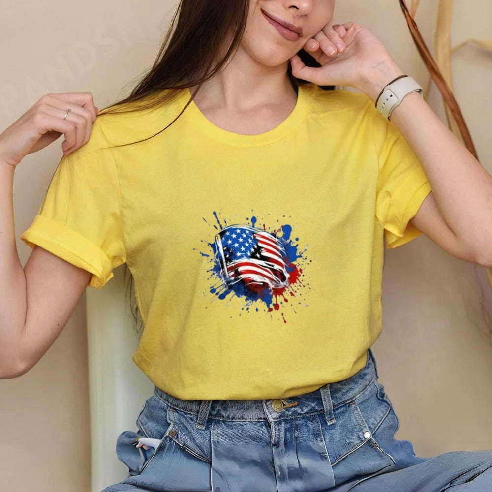 Women Flag Independence Day Stars Stripes T-shirt