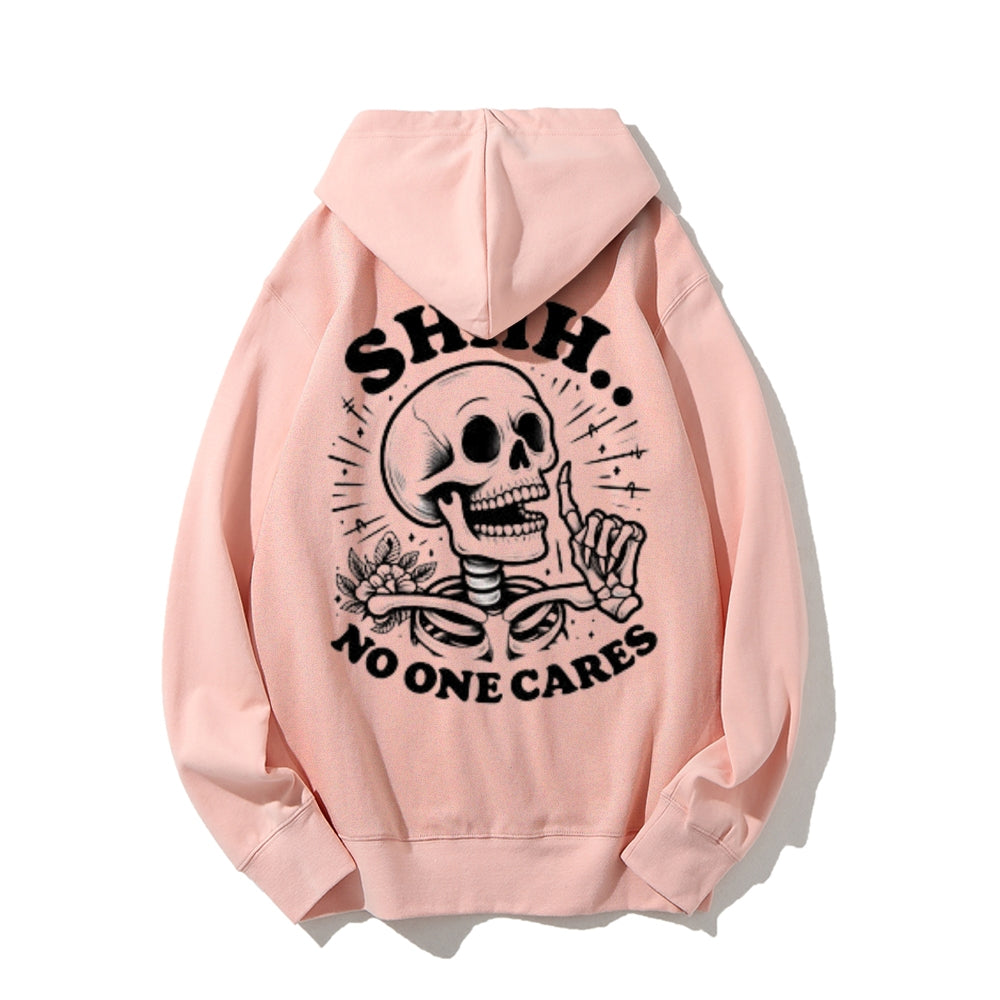 Mens NO ONE CARES Skull Graphic Hoodies
