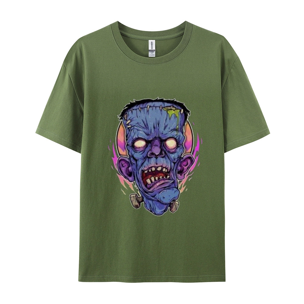 Mens Halloween Zombie Heads Graphic Tee