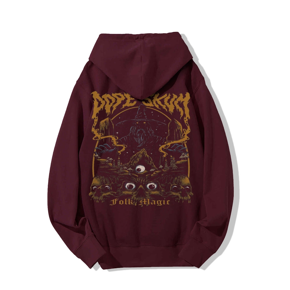 Mens Vintage Dope Skum Darkness Style Print  Graphic Pullover With Kangaroo Pocket Hoodies