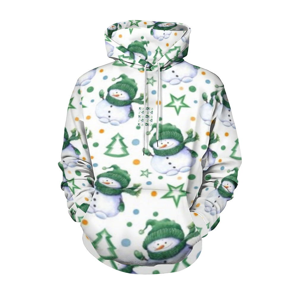 Mens Christmas Winter Snowman Graphic Pullover With Kangaroo Pocket Hoodies