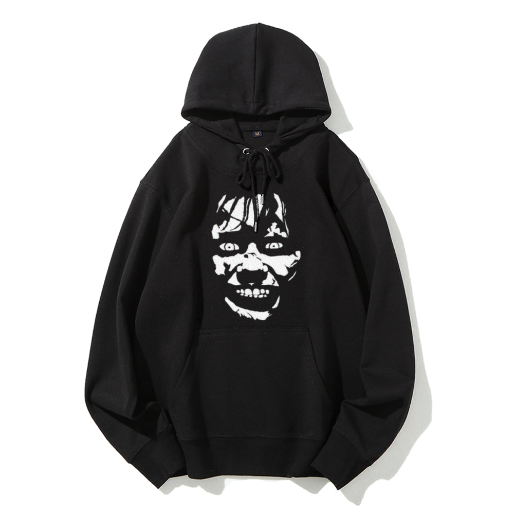 Mens Horror Portrait Face Graphic Pullover Hoodies