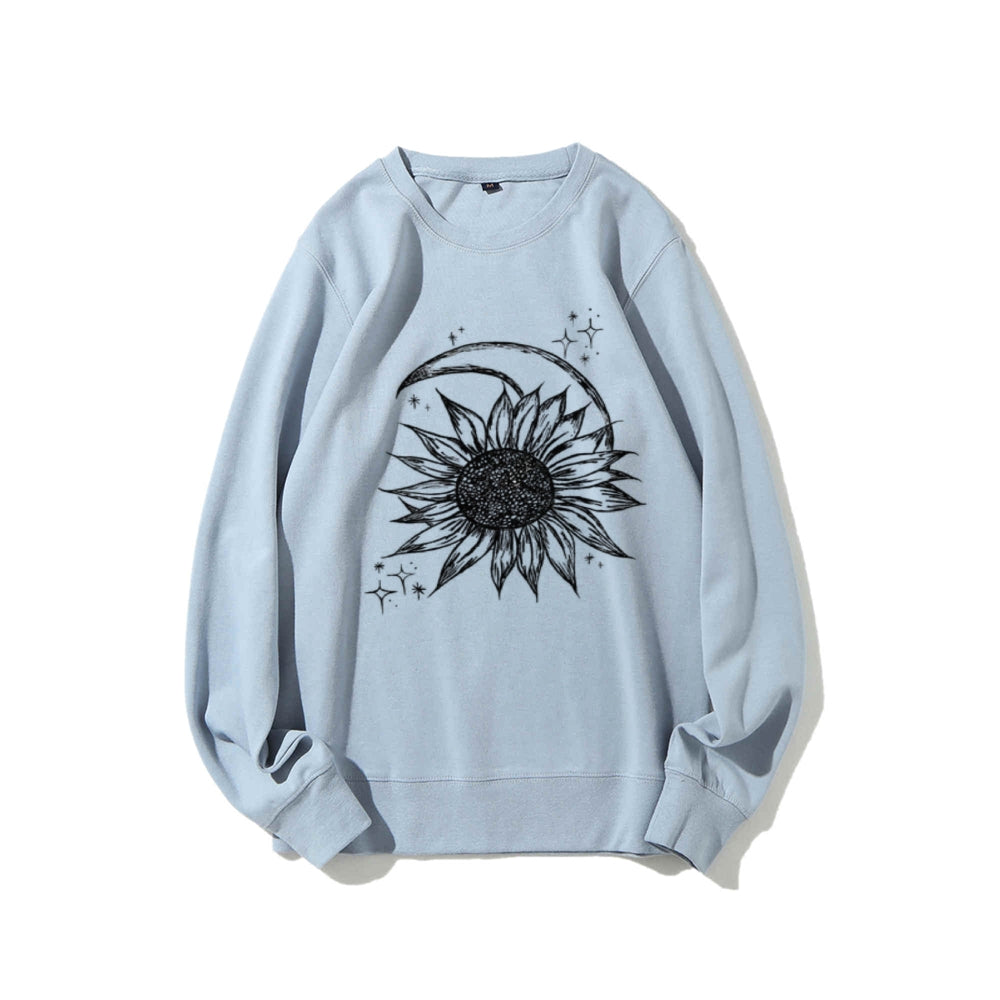 Women Sunflower Moon Graphic Sweatshirts