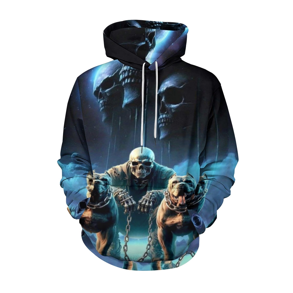 Mens Halloween Reaper with Pitbull Print 3D Print Hoodies