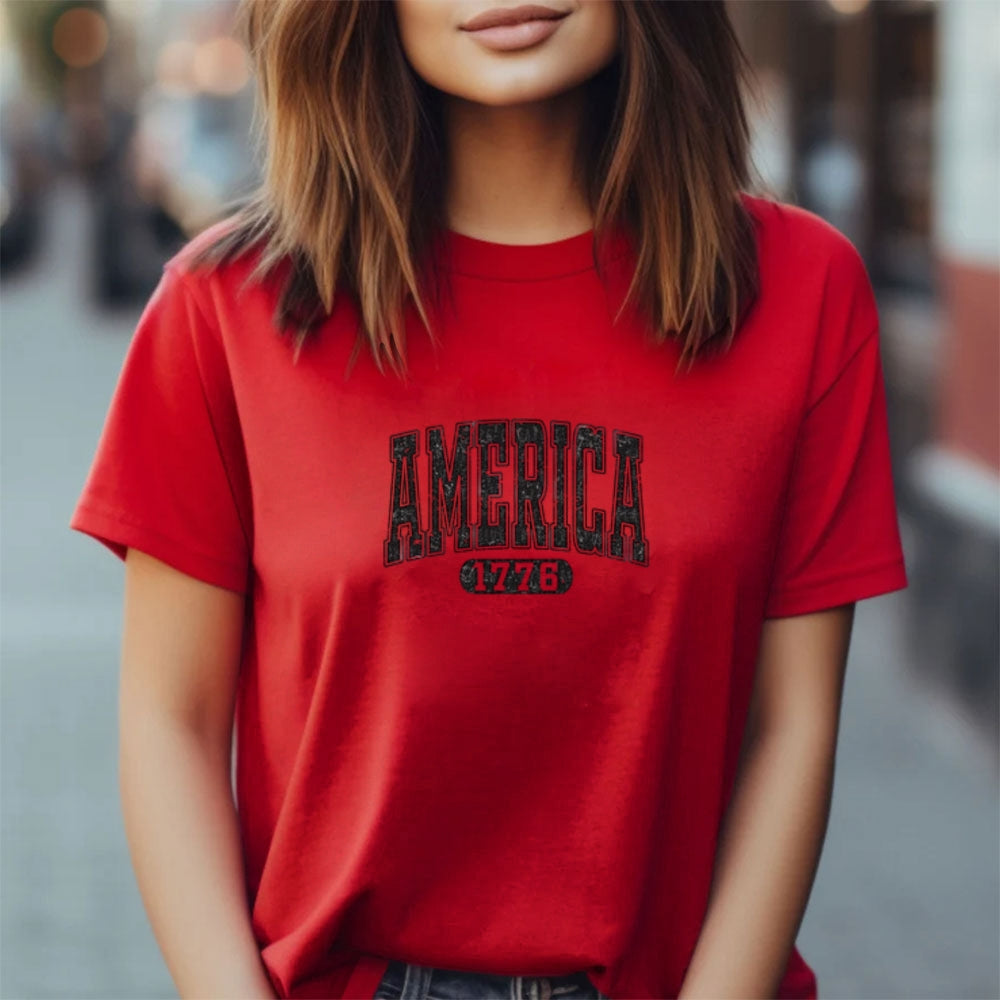 Women America 1776 Letter Print T-shirt