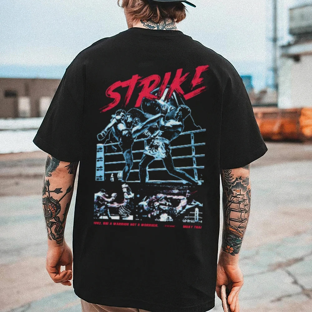 Mens Vintage Striker Boxing Darkness Style Print Graphic Tee