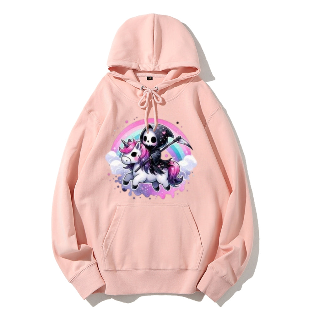 Women Cute Unicorn Skeleton Graphic Hoodies