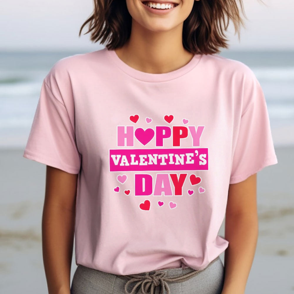 Women Happy Valentine's Day Print Graphic T-shirt