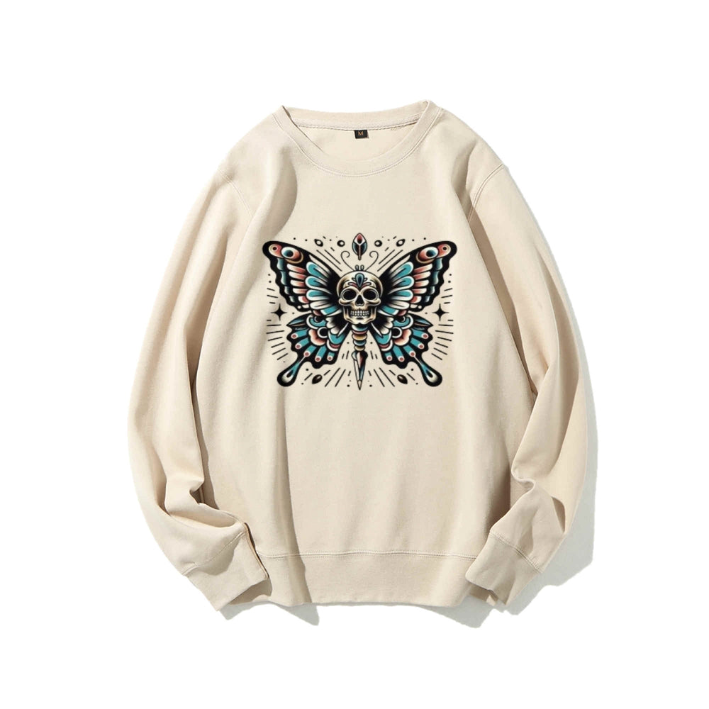 Women Butterfly Skull Graphic Sweatshirts