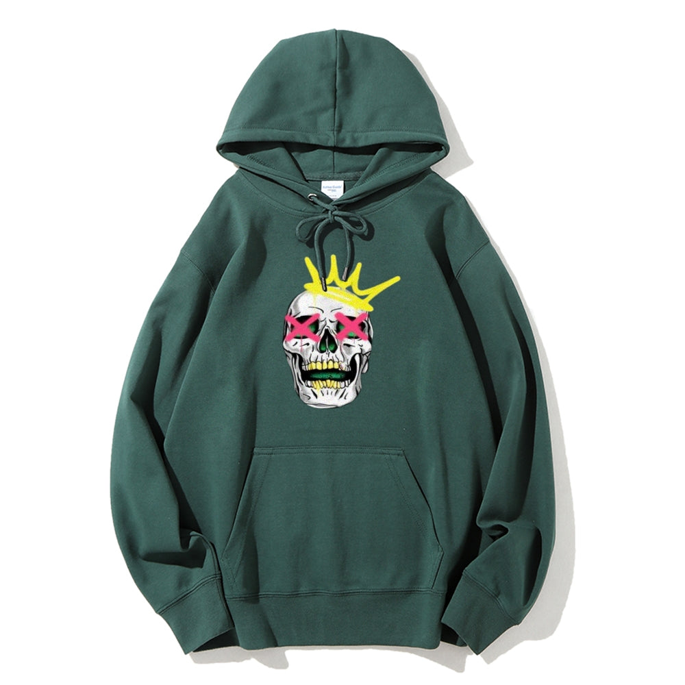 Mens Ruby Tooth King Skull Graphic Hoodies