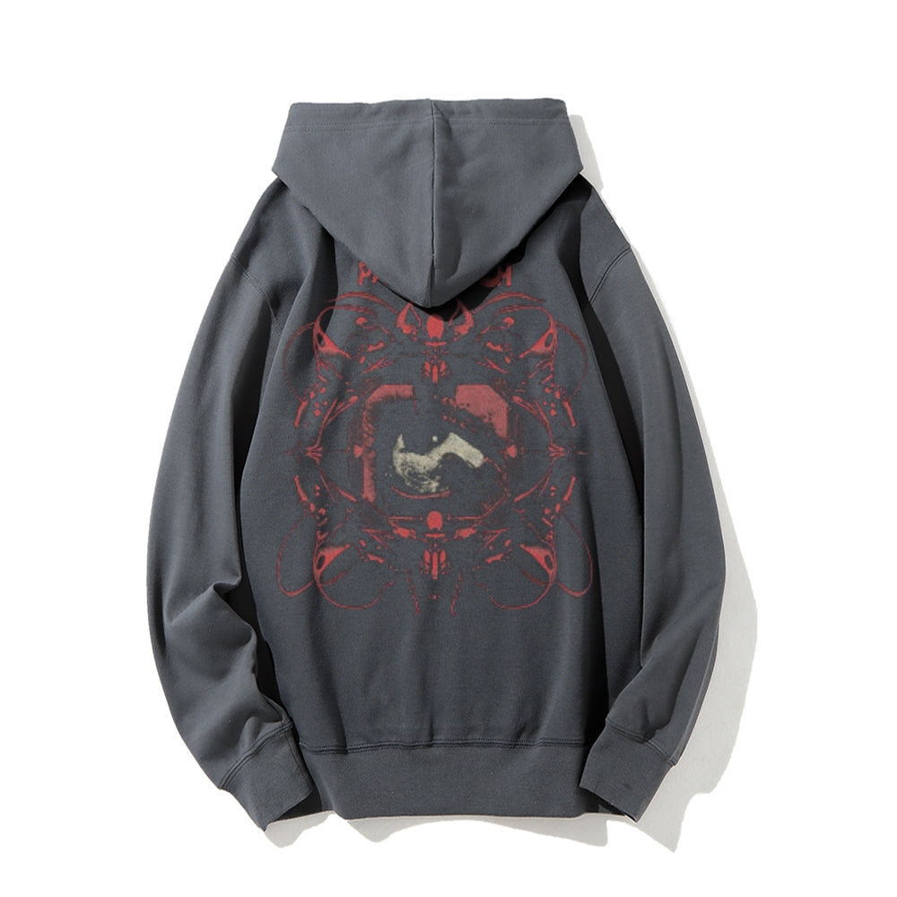 Mens Vintage Papa Roach Darkness Style Print Graphic Pullover With Kangaroo Pocket Hoodies