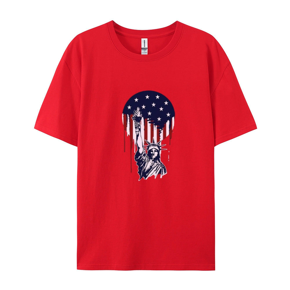 Mens Independence Day Freedom Flag Print Graphic Tee