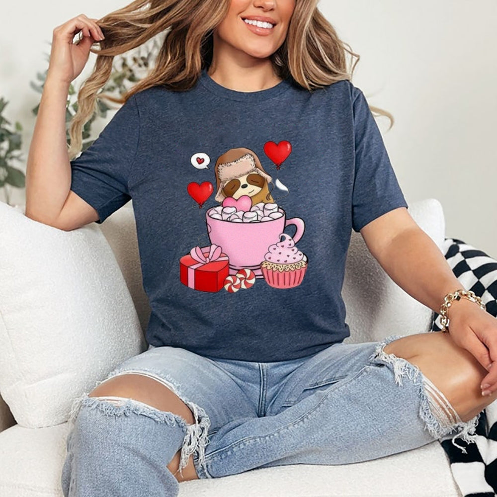 Women Happy Valentine's Day Print Graphic T-shirt