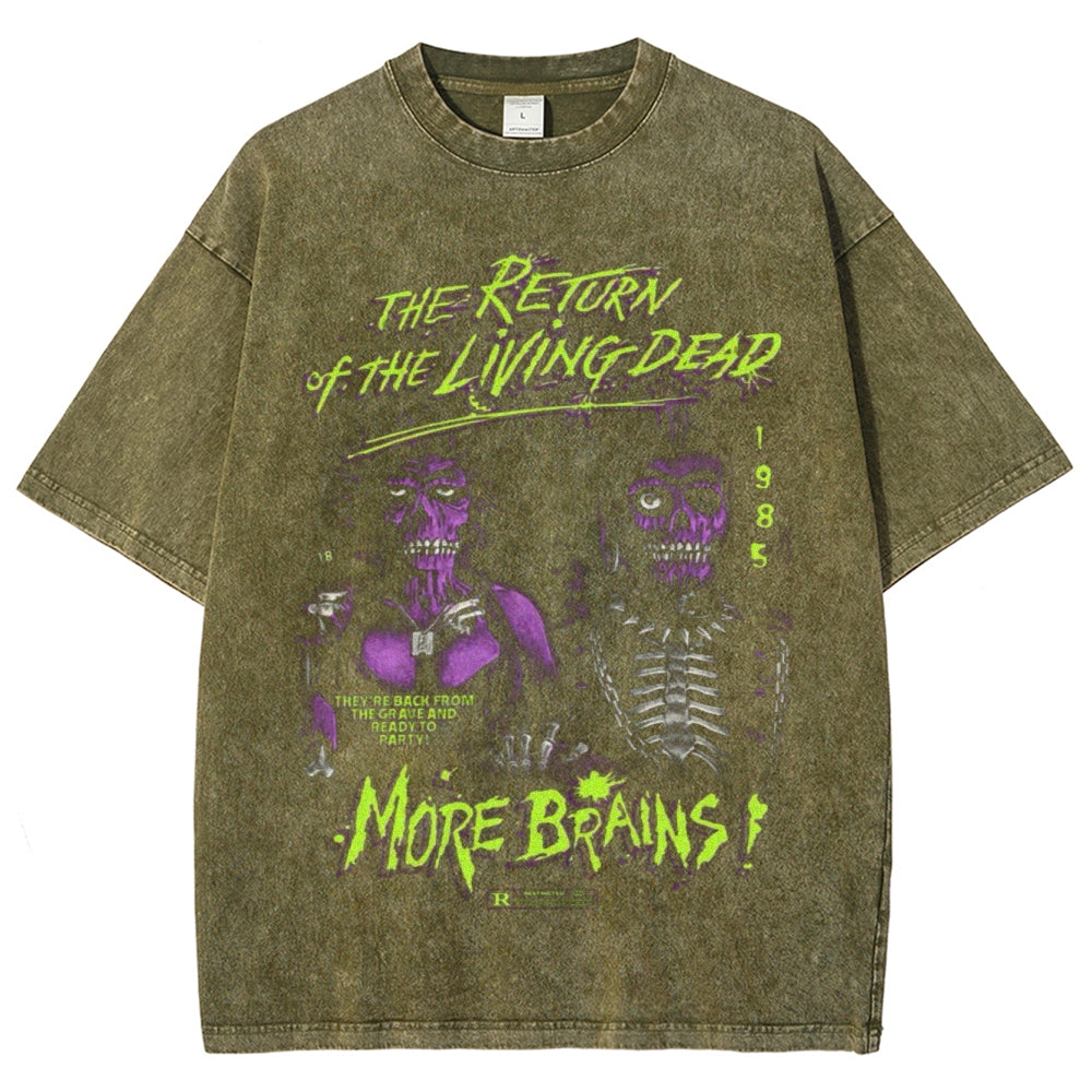 Unisex Vintage The Return of the Living Dead Graphic Short Sleeve Washed T-shirt