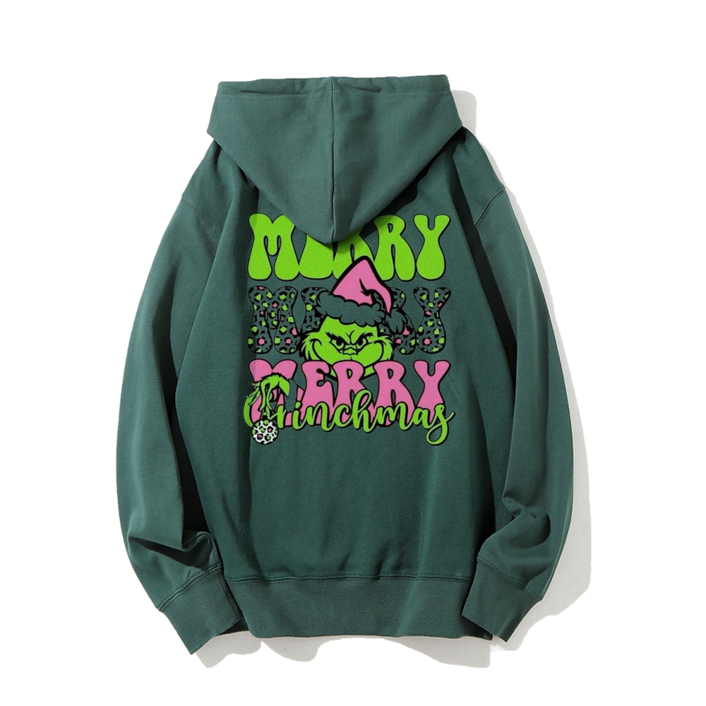 Merry Christmas Vibes Graphic Pullover With Kangaroo Pocket Hoodies