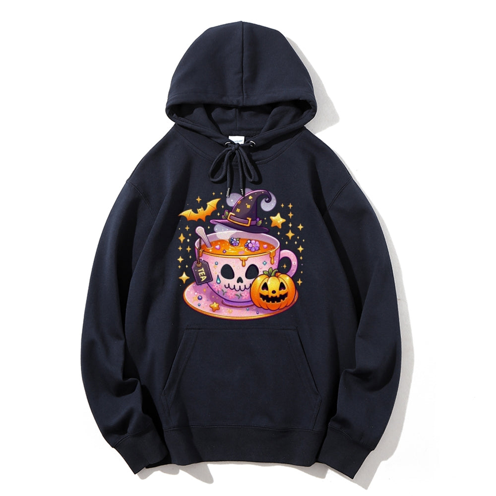 Women Cute Halloween Tea Graphic Hoodies