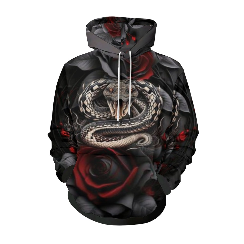 Mens Halloween Evil Snake with Roses 3D Print Hoodies