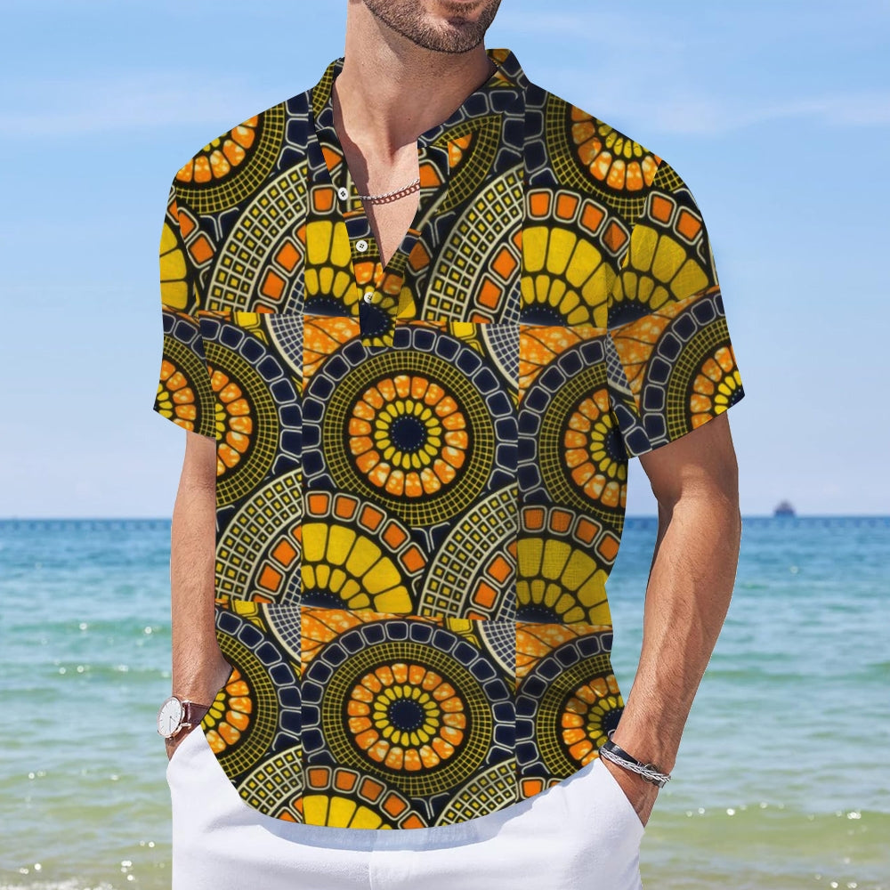 Mens African Circle Print Shirt