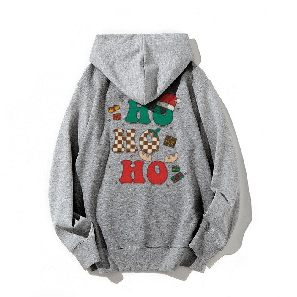 Happy Christmas Holiday Graphic Pullover With Kangaroo Pocket Hoodies