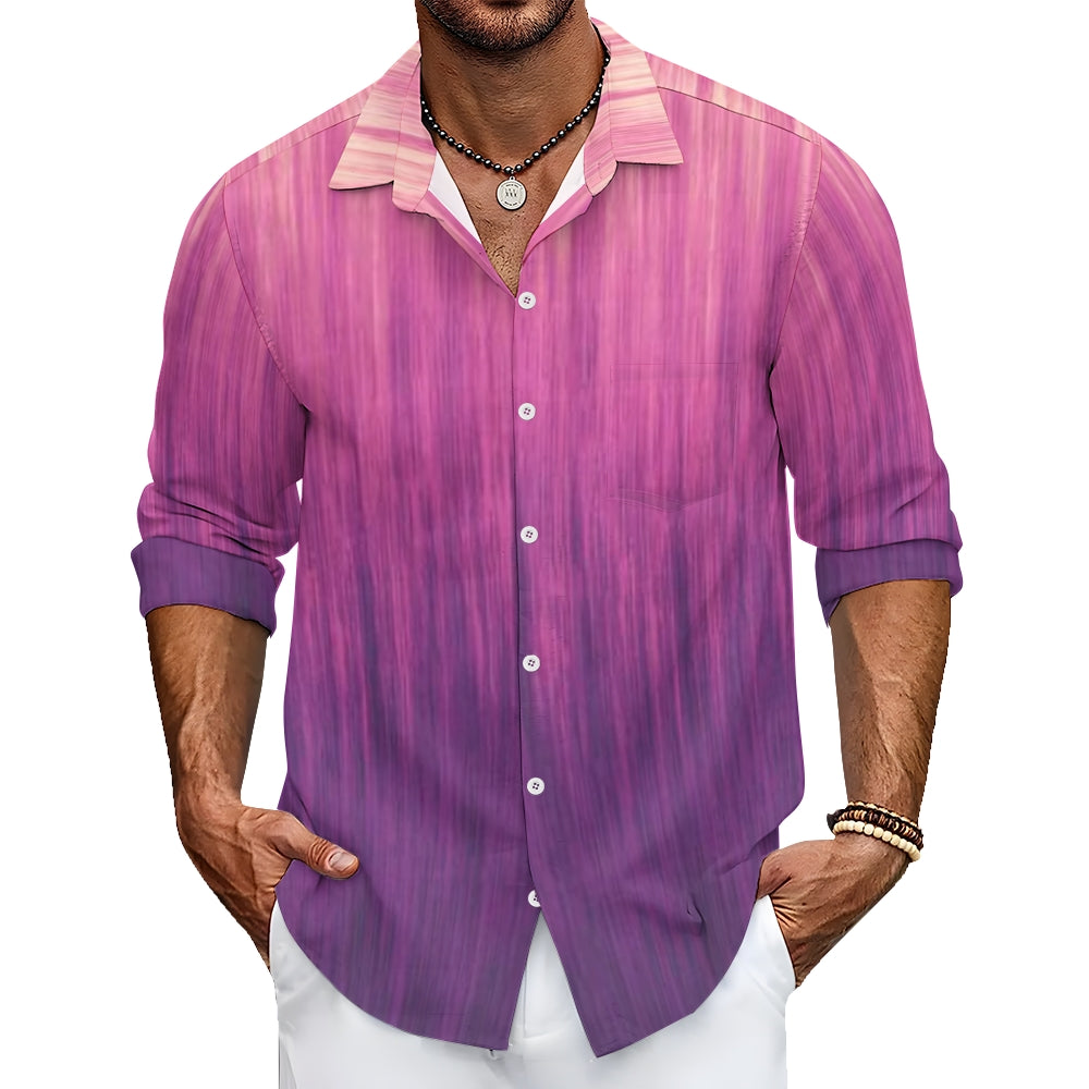 Mens Pink Purple Ombre Long Sleeve Shirt