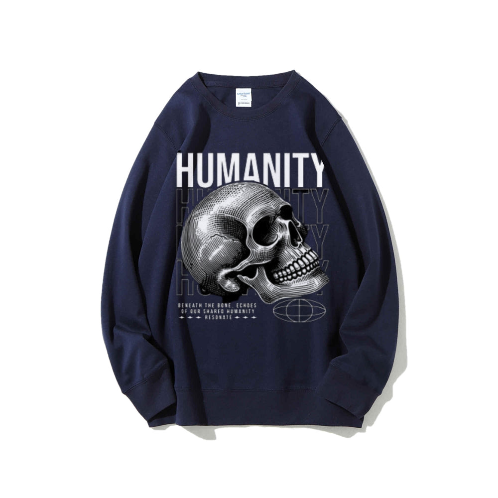 Women Vintage Humanity Skull Graphic Sweatshirts