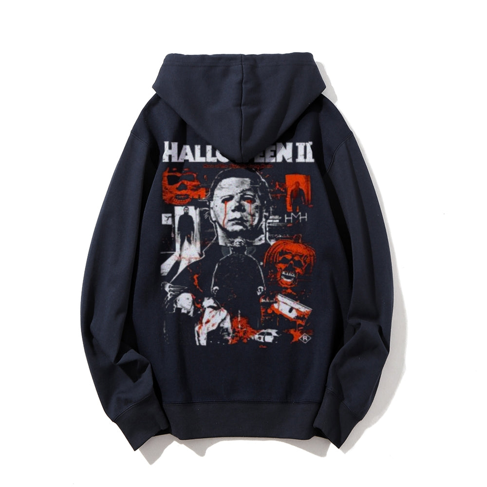 Mens Vintage Halloween Horror Movies Style Print Graphic Pullover With Kangaroo Pocket Hoodies