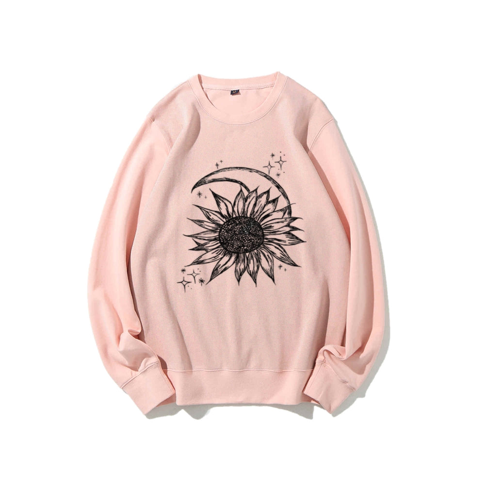 Women Sunflower Moon Graphic Sweatshirts