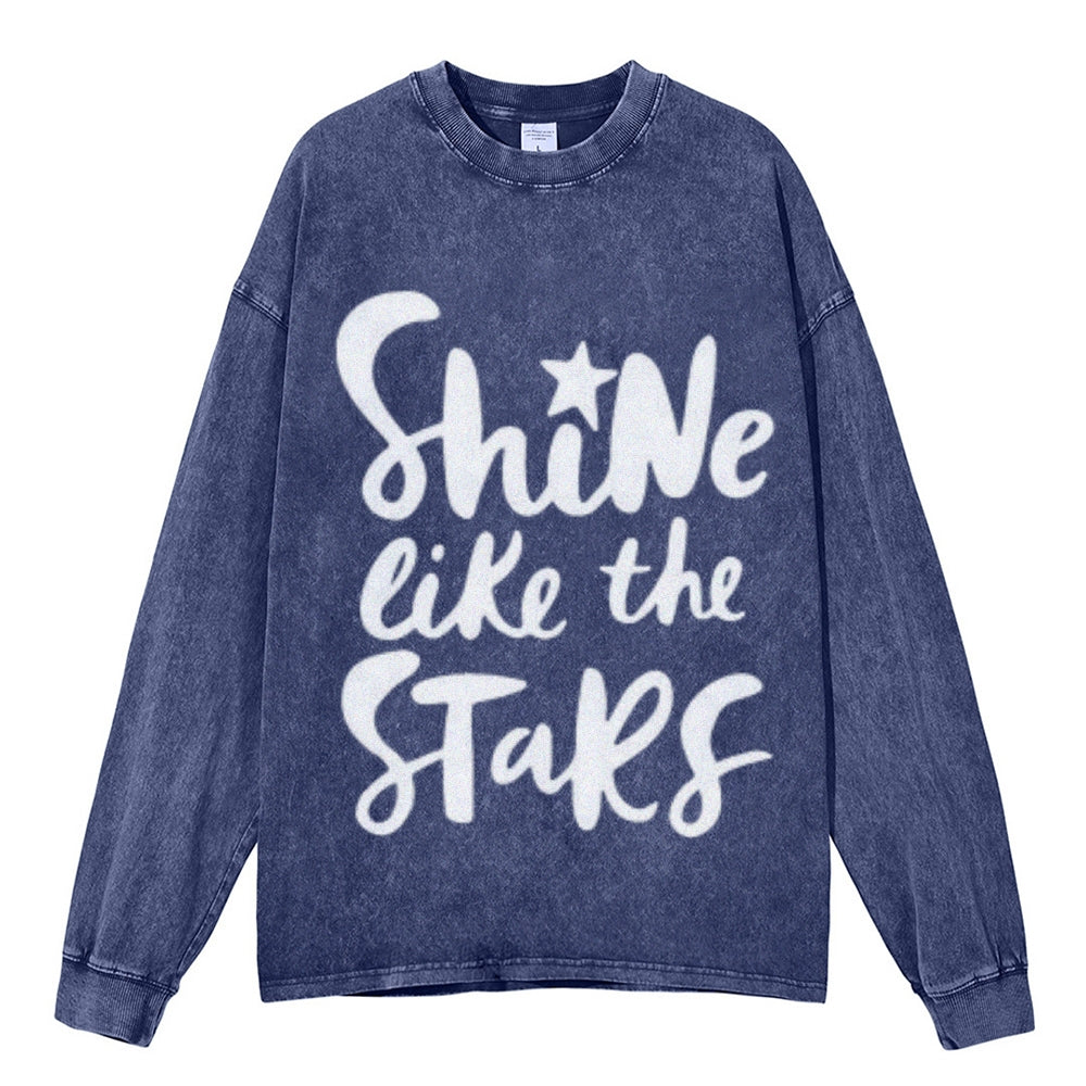 Oversized Vintage Washed SHINE LIKE THE STAR Graphic Sweatshirt