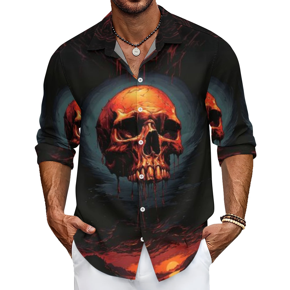 Mens Halloween Horror Skull 3D Print Long Sleeve Shirt