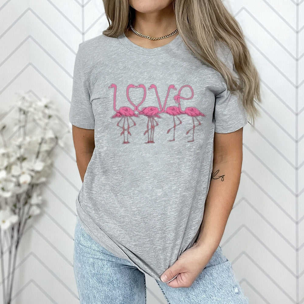 Women Love Flamingo For Valentine's Day Print Graphic T-shirt