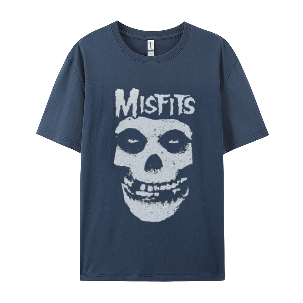 Mens Vintage The Misfits Rock Band Print Cotton Short Sleeve Casual Graphic T-shirt