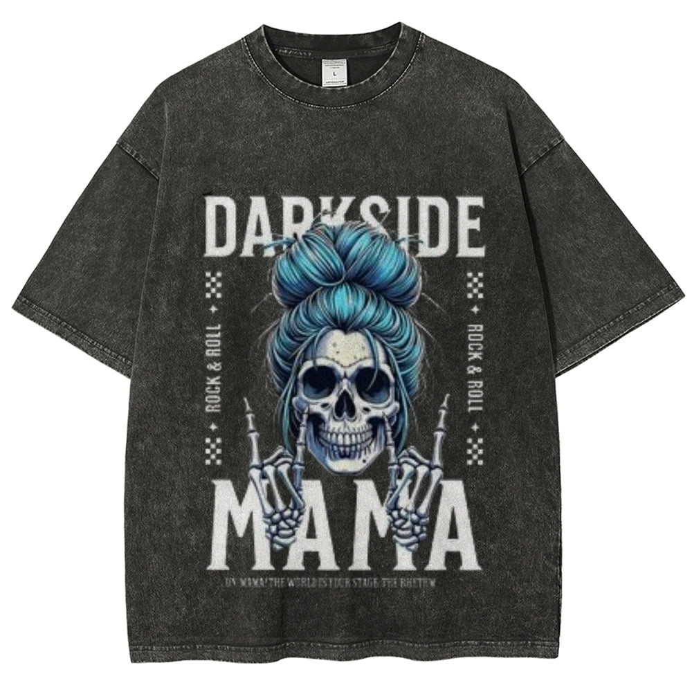 Women Washed Vintage Darkside MaMa Graphic T-shirt