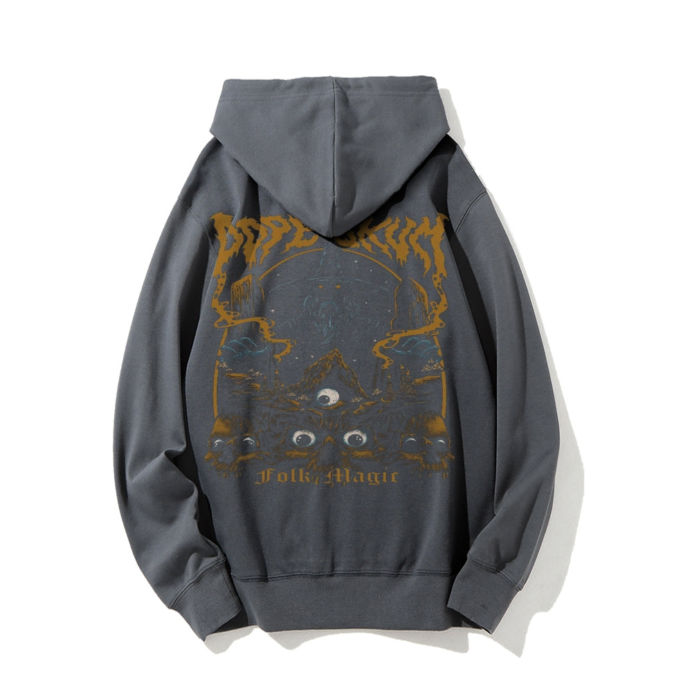 Mens Vintage Dope Skum Darkness Style Print  Graphic Pullover With Kangaroo Pocket Hoodies