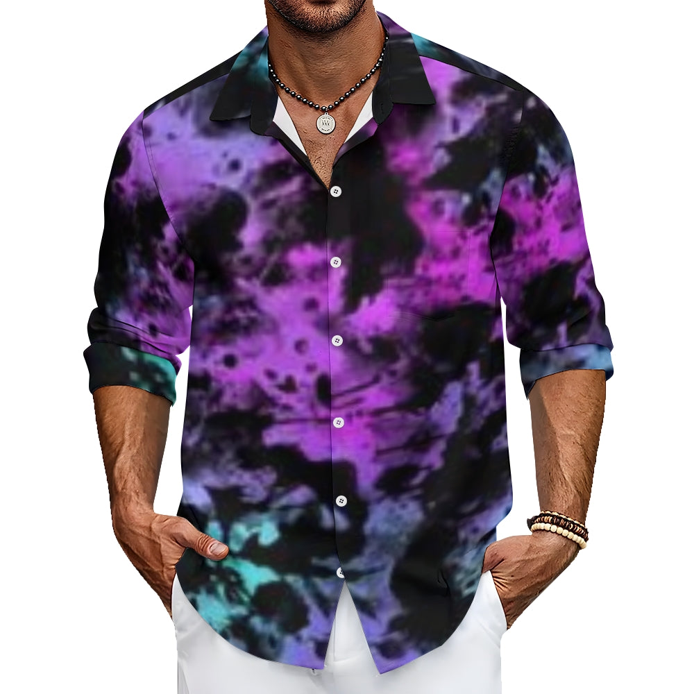 Mens Purple and Teal Ombre Long Sleeve Shirt