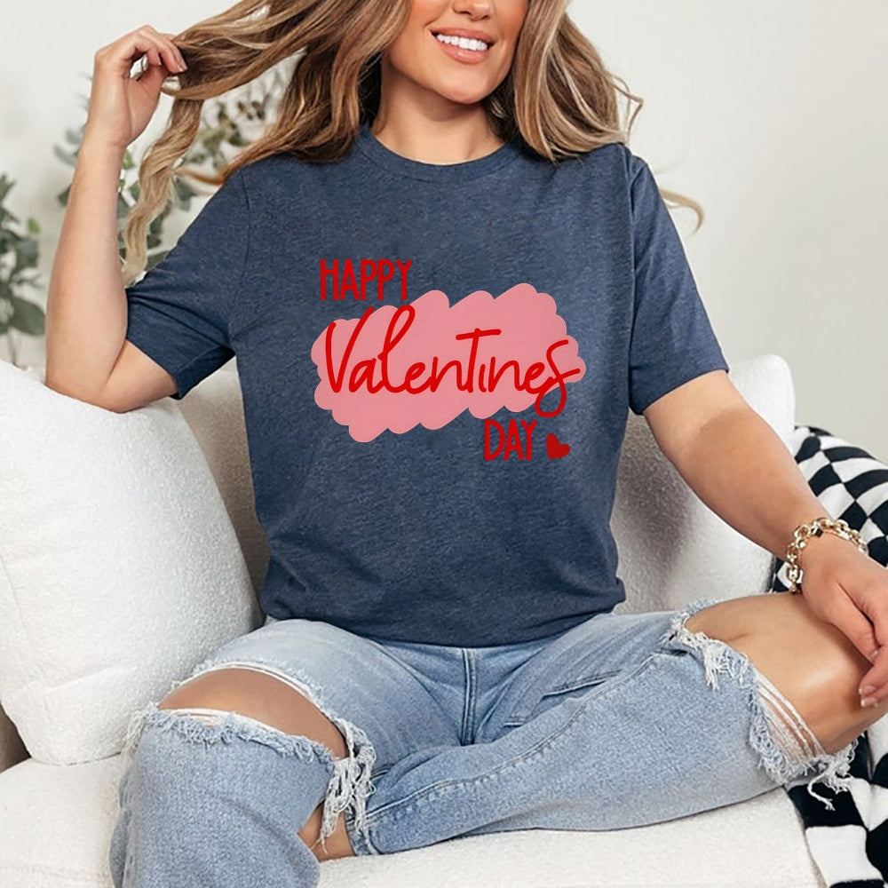 Women Happy Valentine's Day Print Graphic T-shirt