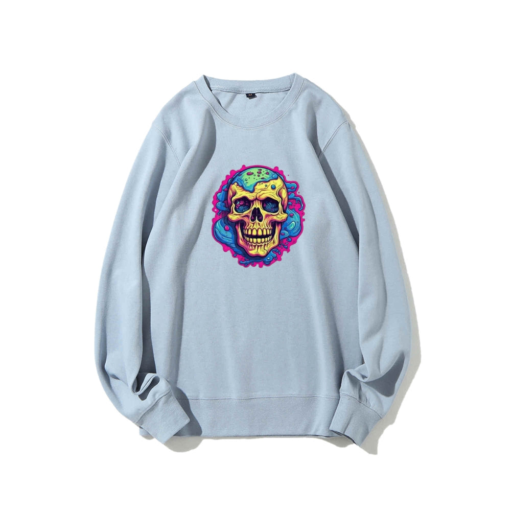 Mens Colorful Cartoon Skull Graphic Sweatshirts