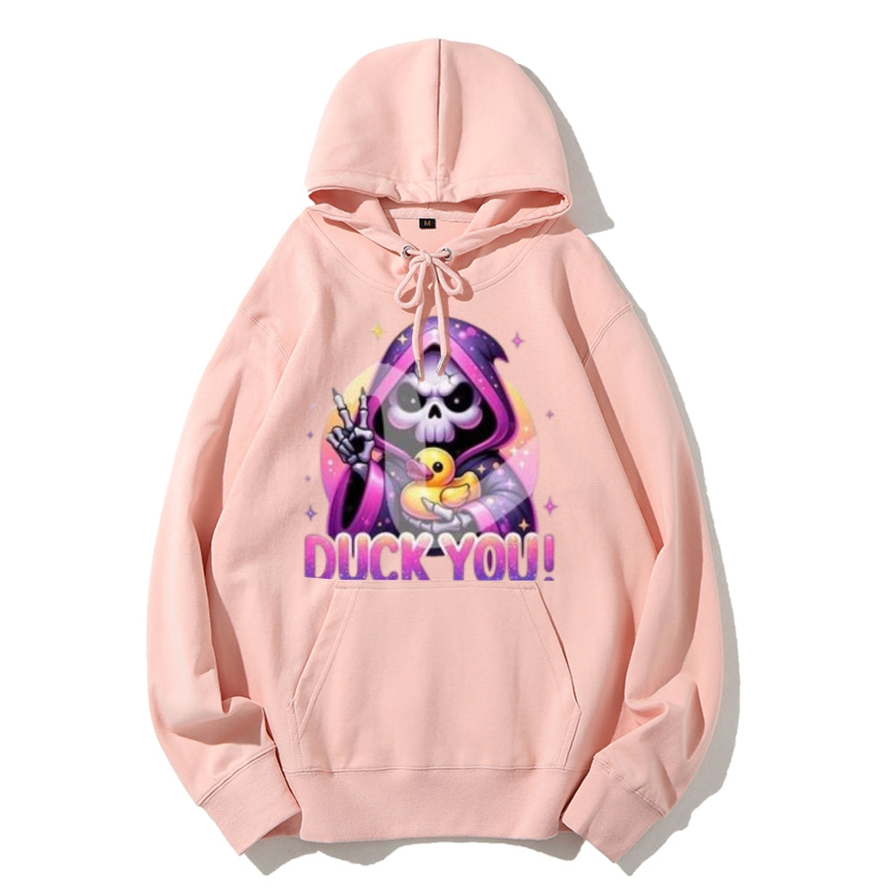 Women Cute Duck with Skull Graphic Hoodies