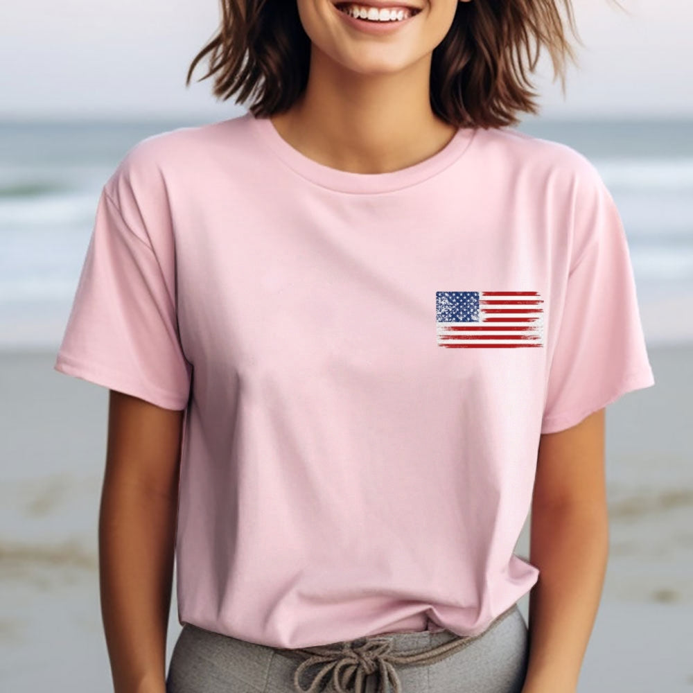 Women American Flag Print T-shirt