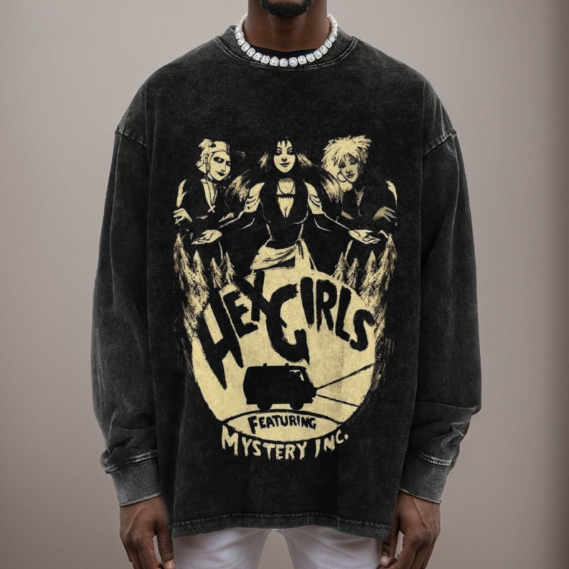 Mens Vintage Mystery Girls Print Sweatshirt