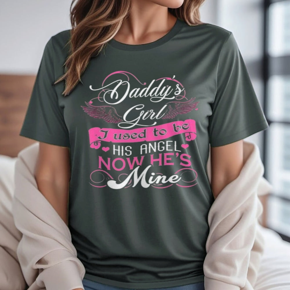 Women Daddy's Angel Girls Print Graphic T-shirt